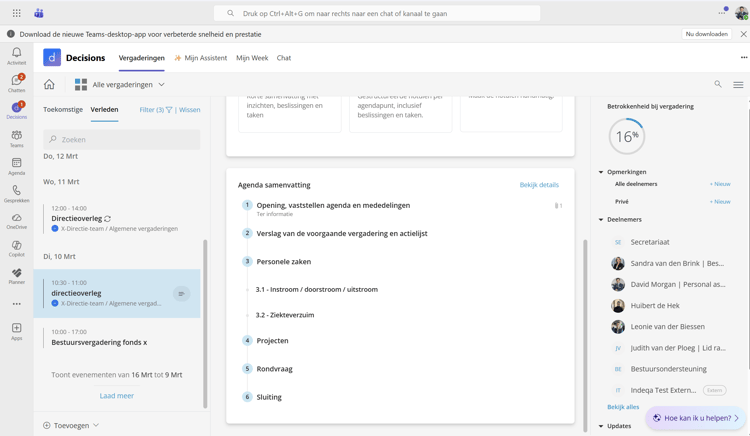 Decisions - Teams scherm